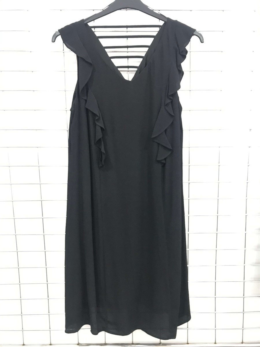Myline-Arkası Çapraz Volanlı Elbise-Büyük Beden Outlet-45616