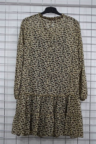 Myline-Astarlı Şifon Elbise-Büyük Beden Günlük Elbiseler-56245