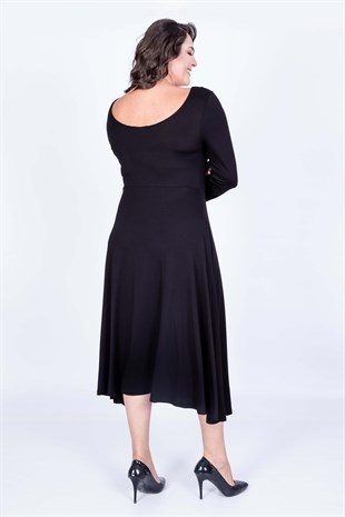 Myline-Balerin Yaka Elbise-Büyük Beden Günlük Elbiseler-35020