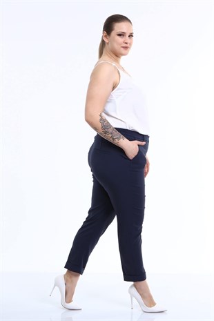 Myline-Cep Detaylı Slim Fit Klasik Pantolon-Büyük Beden Pantolon-46018