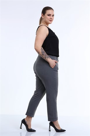 Myline-Cep Detaylı Slim Fit Klasik Pantolon-Büyük Beden Pantolon-66427