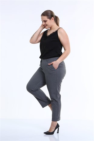 Myline-Cep Detaylı Slim Fit Klasik Pantolon-Büyük Beden Pantolon-66427