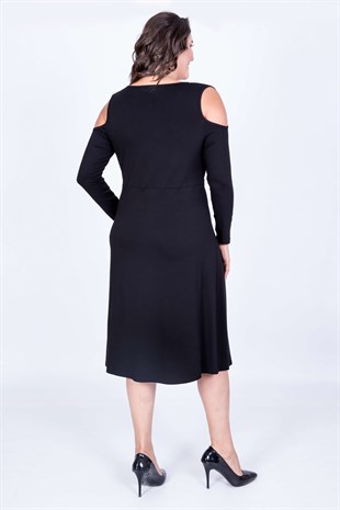 Myline-Çerçeve Kollu Anvelop Elbise-Büyük Beden Günlük Elbiseler-35081