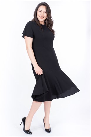 MYLINE-Eteği Volanlı Uzun Elbise-Elbise-34567