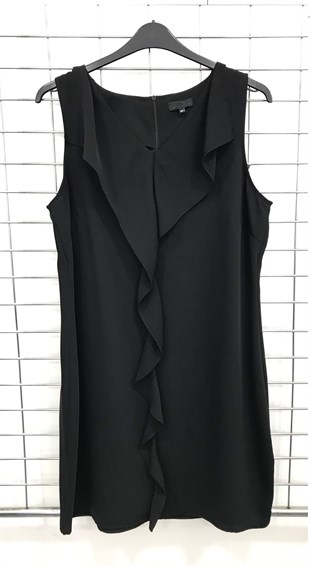 Myline-Kolsuz Önü Volanlı Elbise-Büyük Beden Outlet-45580
