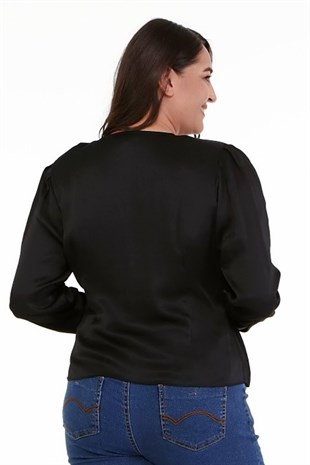 Myline-Vatkalı Pile Detay Anvelop Bluz-Büyük Beden Gömlek-66839